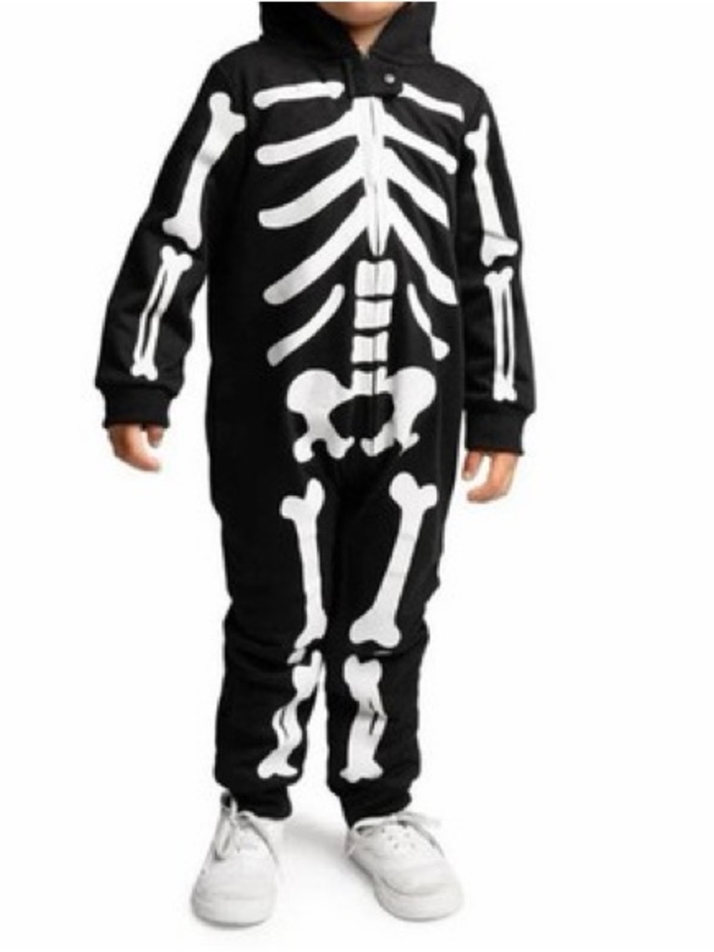 Tipsy Elves Kids Black Skeleton One-Piece Costume Hoodie